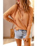 Azura Exchange Waffle Knit Henley Top - M