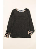 Azura Exchange Leopard Contrast Trim Knit Top - L