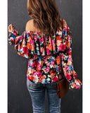 Azura Exchange Floral Print Off Shoulder Blouse - L