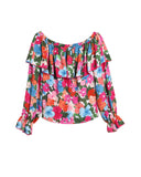 Azura Exchange Floral Print Off Shoulder Blouse - L