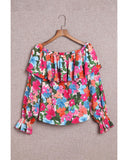 Azura Exchange Floral Print Off Shoulder Blouse - M