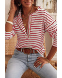 Azura Exchange Ruffled Striped Long Sleeve Top - 2XL