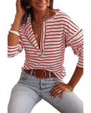 Azura Exchange Ruffled Striped Long Sleeve Top - 2XL