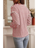 Azura Exchange Ruffled Striped Long Sleeve Top - L