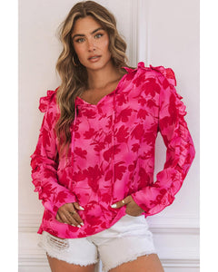 Azura Exchange Ruffled Floral Print Blouse - S