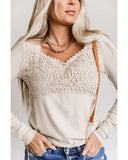 Azura Exchange Lace Crochet V Neck Long Sleeve Top - 2XL