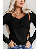 Azura Exchange Lace Crochet V Neck Top - S