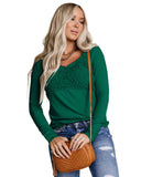 Azura Exchange Lace Crochet V Neck Top - L