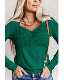 Azura Exchange Lace Crochet V Neck Top - M