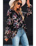 Azura Exchange Wildflower Print Chiffon Blouse - M