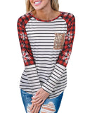 Azura Exchange Christmas Striped Patchwork Long Sleeve Top - L