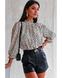 Azura Exchange Frilled Neck Cheetah Blouse - L