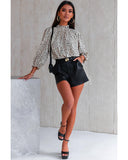 Azura Exchange Frilled Neck Cheetah Blouse - L