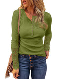 Azura Exchange Lace Hem Sleeve Button Top - 2XL