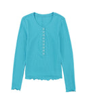 Azura Exchange Waffle Knit Long Sleeve Henley Top - L