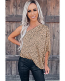 Azura Exchange Leopard Asymmetric One Shoulder Blouse - M