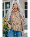 Azura Exchange Leopard Asymmetric One Shoulder Blouse - M