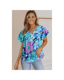 Azura Exchange Print Flutter Sleeve Blouse - L