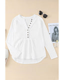 Azura Exchange Waffle Knit Half Button Henley Top - S