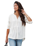 Azura Exchange Waffle Knit Half Button Henley Top - XL