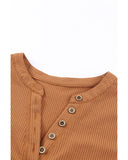 Azura Exchange Waffle Knit Half Button Henley Top - L