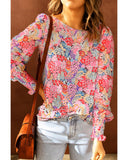 Azura Exchange Floral Puff Sleeve Blouse - L