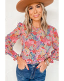 Azura Exchange Floral Puff Sleeve Blouse - L