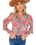 Azura Exchange Floral Puff Sleeve Blouse - L