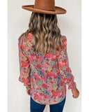 Azura Exchange Floral Puff Sleeve Blouse - M