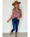 Azura Exchange Floral Puff Sleeve Blouse - M