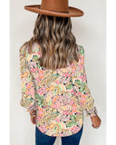 Azura Exchange Floral Print Puff Sleeve Blouse - S