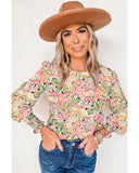 Azura Exchange Floral Print Puff Sleeve Blouse - S