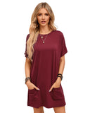 Azura Exchange Short Sleeve Tunic Top with Side Pockets - S