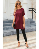 Azura Exchange Short Sleeve Tunic Top with Side Pockets - S