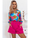 Azura Exchange Floral Print V Neck Blouse - L