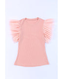 Azura Exchange Ruffle Sleeve Ribbed Knit Top - L