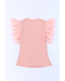 Azura Exchange Ruffle Sleeve Ribbed Knit Top - S