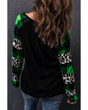 Azura Exchange Leopard Printed Plaid Splicing Blouse - M