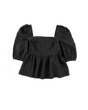 Azura Exchange Textured Square Neck Puff Sleeve Peplum Blouse - L