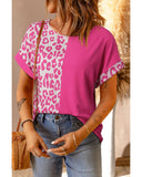 Azura Exchange Leopard Patchwork Short Sleeves Top - XL