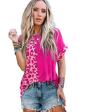 Azura Exchange Leopard Patchwork Short Sleeves Top - XL