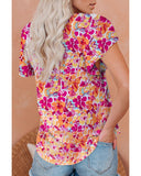 Azura Exchange Floral Print Top with Flutter Sleeves - XL