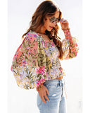 Azura Exchange Floral Square Neck Blouse with Frilled Trim - XL