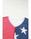 Azura Exchange Striped Star Print Knit Short Sleeve Top - M