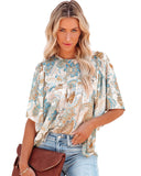 Azura Exchange Paisley Print Wide Sleeves Loose Blouse - S