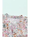 Azura Exchange Floral Mandarin Collar Top - M