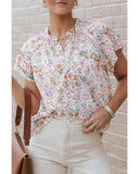 Azura Exchange Floral Mandarin Collar Top - M