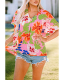 Azura Exchange Loose Fit Floral Print V Neck Tunic Blouse - L