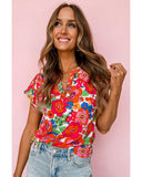 Azura Exchange Split Neck Floral Top - L