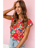 Azura Exchange Split Neck Floral Top - M